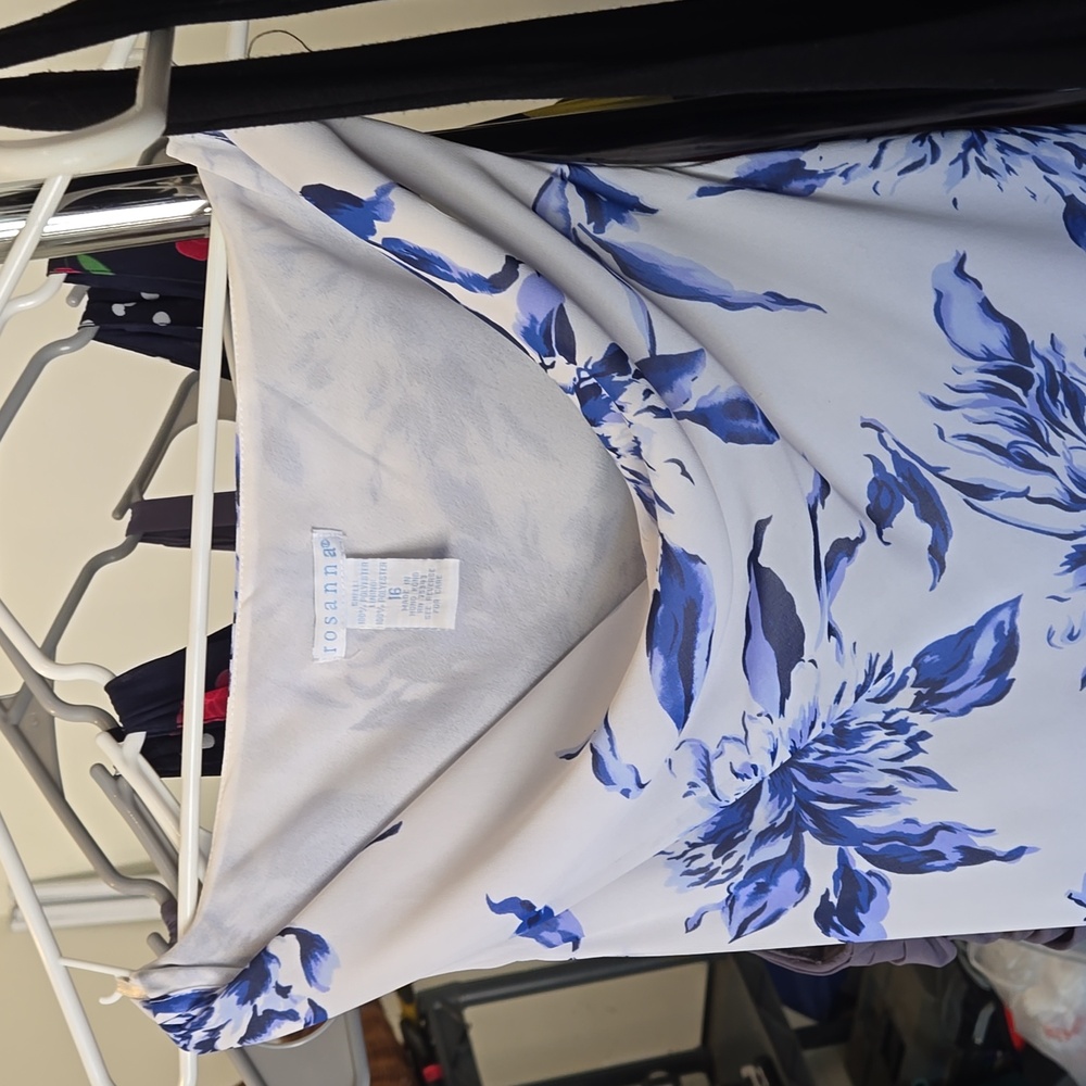 Rosanna Dress, floor length, blue and white
